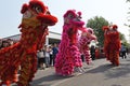 Lion dancing for chinese opera show in beijing theatre festival