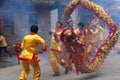 Lion dancing and dragon dancing in rural China