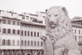 Lion on Dante Statue in Florence; Italy Royalty Free Stock Photo