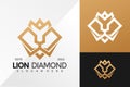 Lion Diamond King Logo Design Vector illustration template Royalty Free Stock Photo