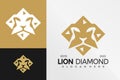 Lion Diamond Logo Design Vector illustration template Royalty Free Stock Photo