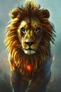 Golden Guardians: Digital Lion Art Prints Series