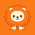 Whimsical Lion Cartoon Design On Orange Background