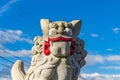 Lion-dog, or komainu, at Mikawa, Japan. Royalty Free Stock Photo