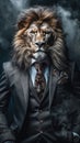 Lion dressed in an elegant and modern suit with a nice tie