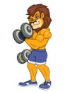 Lion with dumbbells