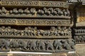 Lion and elephant frieze. Hoysaleswara temple, Halebidu, Karnataka, India.