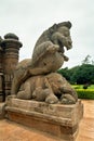 Lion and elephant statue, sun temple, konark, Orissa, Royalty Free Stock Photo