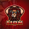 Lion esport mascot  logo design Royalty Free Stock Photo