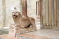 Lion and Facade at Cathedral Church Entrance, Modena Royalty Free Stock Photo