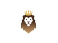 Lion face and Head with golden Crown Logo Royalty Free Stock Photo