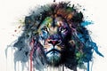 Lion face watercolour painting