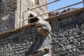 Lion Faced Water Outlet at Roof of Historic Building Royalty Free Stock Photo