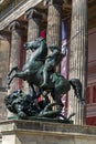 The Lion Fighter equestrian bronze statue by Albert Wolff from 1858 outside the Altes Museum in Berlin