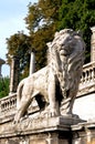 Lion figure at the root of Buda Castle in Budapest Royalty Free Stock Photo