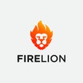 Lion Fire Logo or Flame Lion Vector Royalty Free Stock Photo