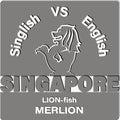 LION-fish MERLION. SINGAPORE. Royalty Free Stock Photo