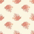 Lion fish pattern on a beige background for use in design packaging or textiles Royalty Free Stock Photo