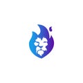 Lion Flame Logo, Lion fire logo design, Violet Color Fire logo vector template Royalty Free Stock Photo