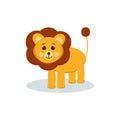 Lion in flat style. single element for design. cute animal cartoon, baby