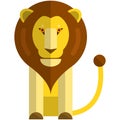 Lion flat vector, tropical animal icon on white
