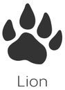 Lion footprint. African wild animal paw stamp Royalty Free Stock Photo