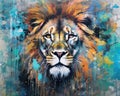 lion form and spirit through an abstract lens. dynamic and expressive lion print Cute lion Watercolor lion illustration Royalty Free Stock Photo