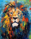 lion form and spirit through an abstract lens. dynamic and expressive lion print Cute lion Watercolor lion illustration Royalty Free Stock Photo