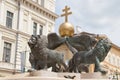 Lion fountain, Klaus square, Szeged, Hungary, Europe