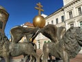 Lion fountain, Klauzal ter, Klaus square, Szeged, Hungary, Szeged - Hungary.