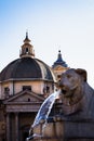 Lion fountain in Piazza del Popolo in Rome