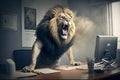 lion furious in office, Furious lion manager in office