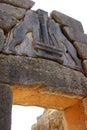 Lion Gate of ancient Mycenae, detail, monumental sculpture of Bronze Age, Greece