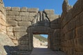 The Lion Gate of Mycenae - an archaeological site near Mykines in Argolis, Peloponnese, Greece. Royalty Free Stock Photo