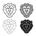 Lion geometric head vector set