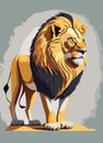 Lion on a gray background. Vector illustration of king wild animal Royalty Free Stock Photo