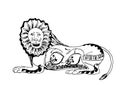 Lion greek ornamental decorative icon vector illustration