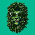 Lion green dreadlocks vector illustration Royalty Free Stock Photo