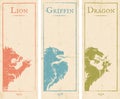 Lion, griffin and dragon