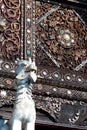 Lion guardians in Thai temple. Royalty Free Stock Photo