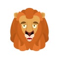 Lion happy emoji avatar. Wild animal merry emotion. Joyful beast