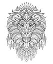 Lion head adult antistress coloring book page vector Royalty Free Stock Photo