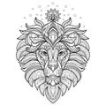 Lion head adult antistress coloring page vector