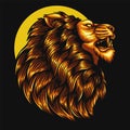 Lion head angry gold color vector illustration