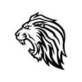 Angry lion head mascot logo black and white Royalty Free Stock Photo