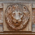 Lion head antique interior wood wall sculpture decoration