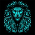 LION HEAD BLUE COLOUR VECTOR IMAGE