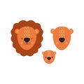 lion head  Cartoon cute animals for children s greeting card and invitation. Vector illustration. Leo  the lion family Royalty Free Stock Photo