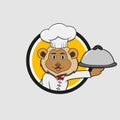 Lion Head Circle Label With Custom Chef and Bring Food
