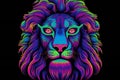 Lion head with colorful rainbow colors,  illustration for your design Royalty Free Stock Photo